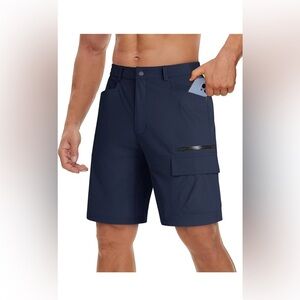 Men's Summer Outdoor Shorts Quick Dry Cargo Casual Work Hiking Shorts~Navy~Sz:40